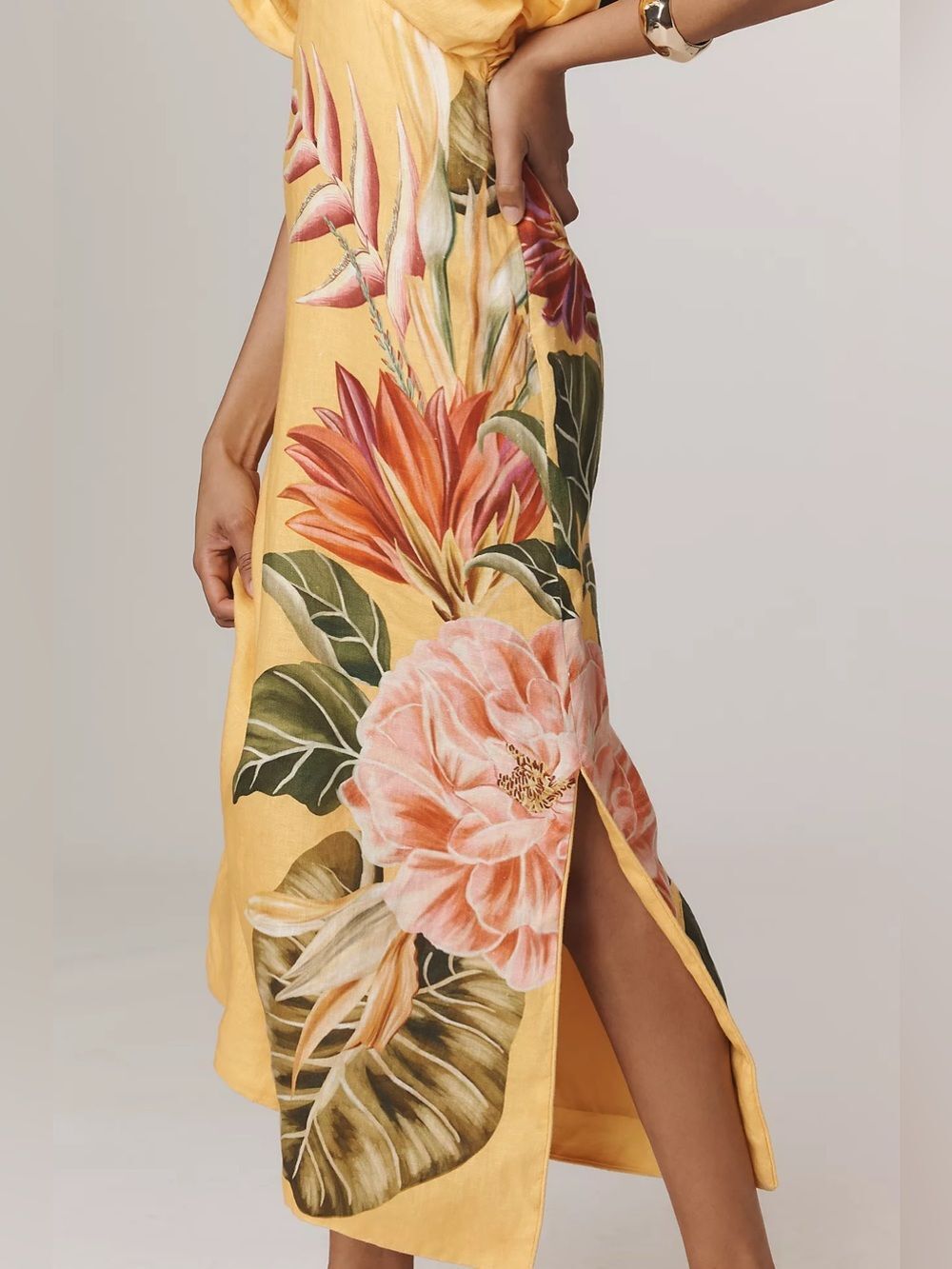 New Anthropologie Farm Rio V-Neck Linen Midi Dress Size L - Picture 4 of 9